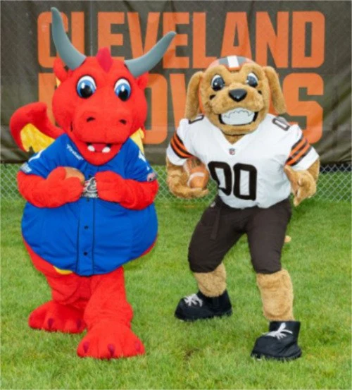 Fireball and Chomps at Browns Stadium